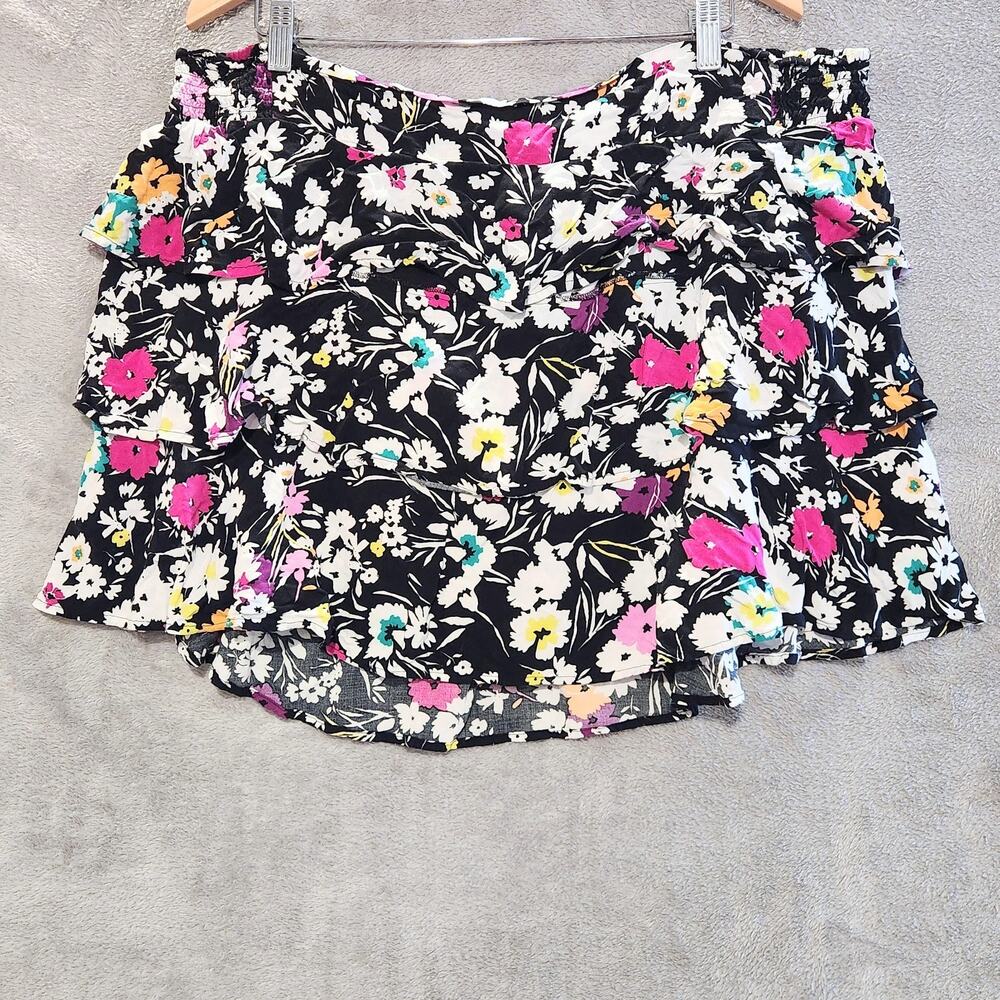 Torrid Womens Black Floral Tiered Ruffle Mini Skirt Size 4X Festival Bloomcore